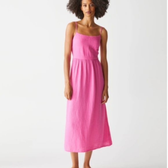NWT Michael Stars Allora Gauze Midi Dress Sz XS Azalea Pink - Picture 1 of 12